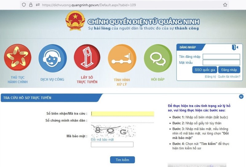 Hướng dẫn tra cứu tình trạng hồ sơ trên Cổng dịch vụ công Quảng Ninh