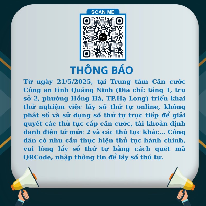 Thông báo triển khai thử nghiệm hệ thống lấy số thứ tự trực tuyến